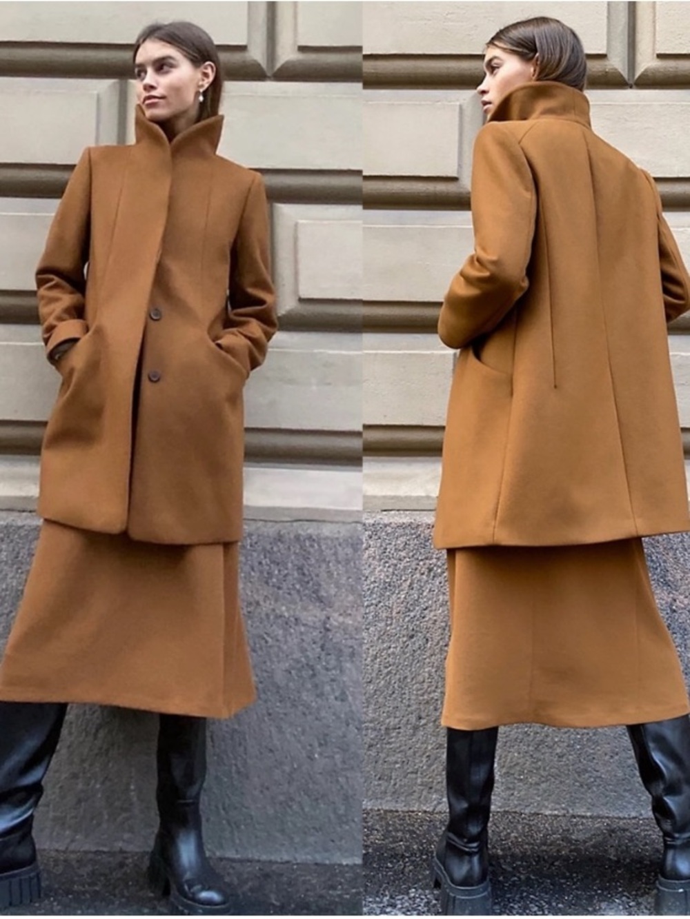 Wilfred Camel Brown Wool-Cashmeere Blend / Cocoon Coat